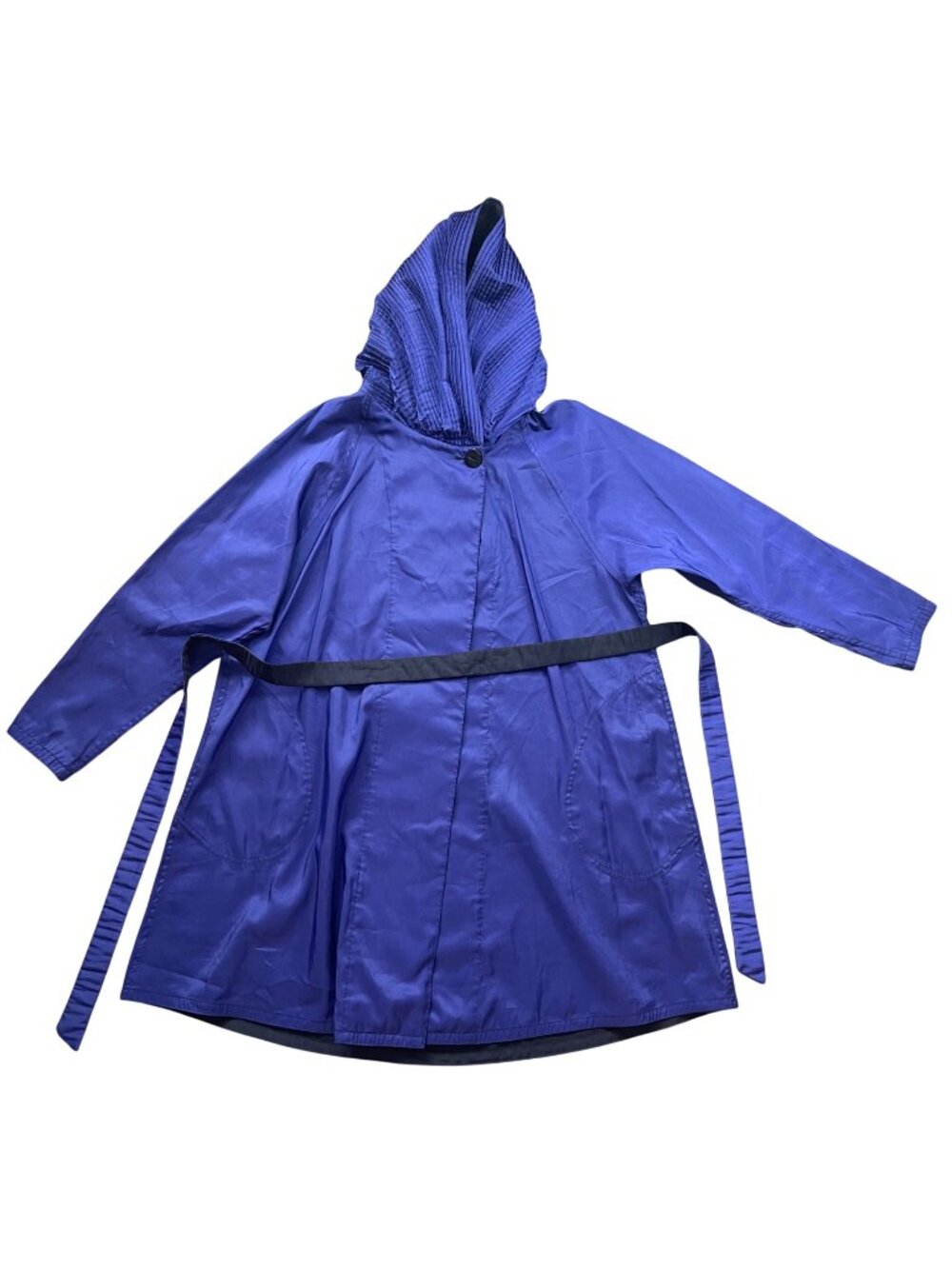 Mycra Pac Donatella Reversible Coat Women's Size S/M Pleated Hood Black Purple